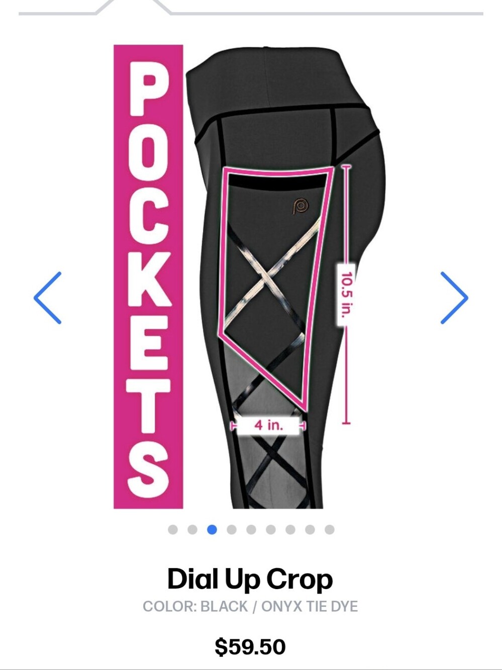 NWT POP Fit "Dial Up" Black Mesh Detail High-Waist Leggings with Pockets 2XL - Picture 4 of 8